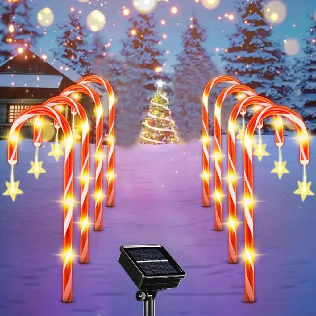 8PCS Solar-Powered Garden Cane Lights – 8-Function Waterproof Decorative Christmas Candy Lights for Outdoor Yard & Holiday Décor