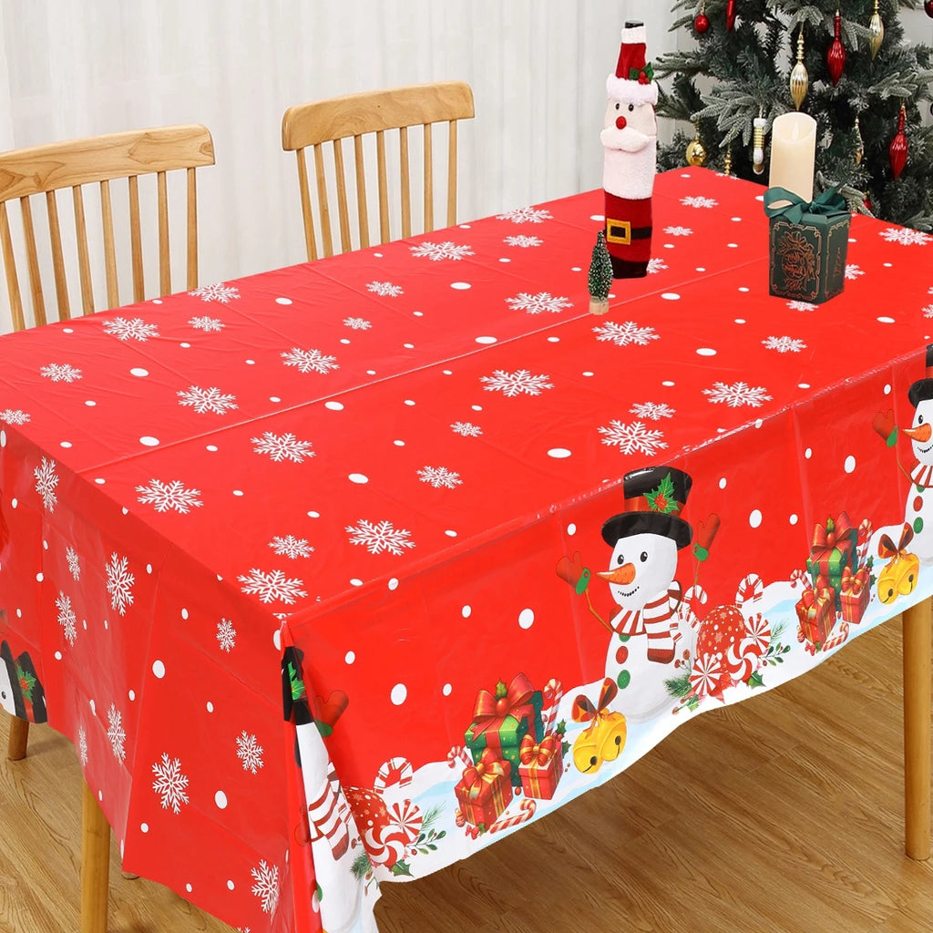 Christmas Snowflake Plastic Tablecloth – Merry Christmas 2025, Navidad & Natal Holiday Table Décor for Xmas & New Year 2026