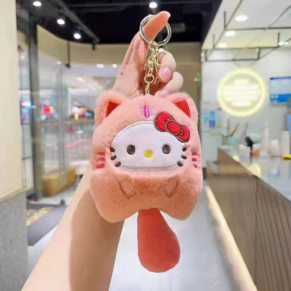 Hello Kitty Kuromi PomPomPurin Doll Backpack Charm – Anime Kawaii Keychain for Girls, Cinnamoroll & Melody Cute Gift
