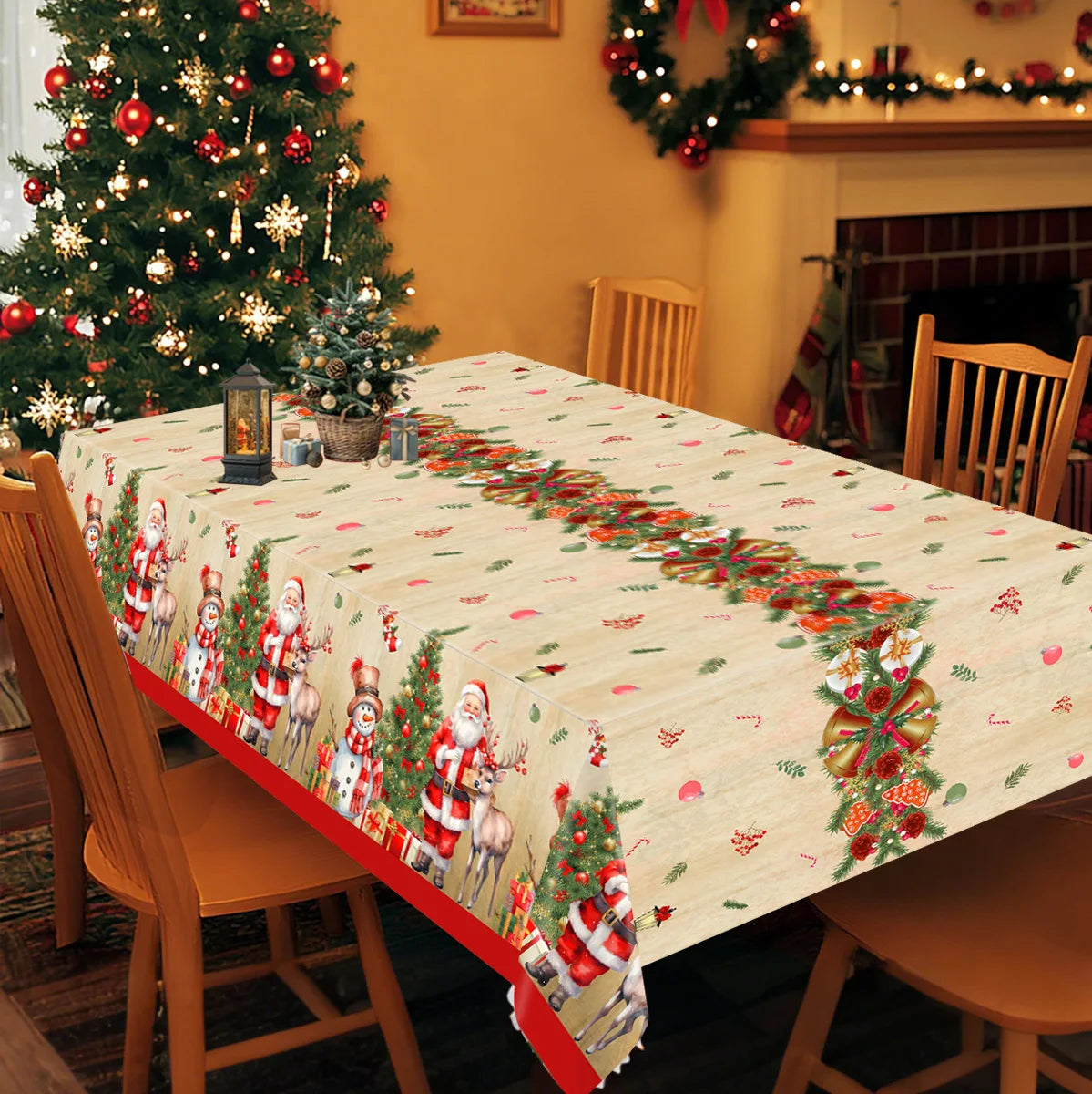Christmas Snowflake Plastic Tablecloth – Merry Christmas 2025, Navidad & Natal Holiday Table Décor for Xmas & New Year 2026