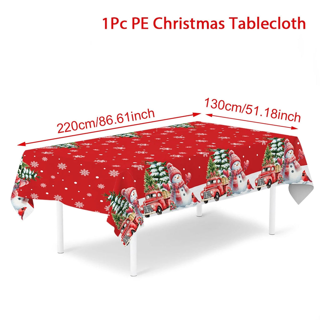 Christmas Snowflake Plastic Tablecloth – Merry Christmas 2025, Navidad & Natal Holiday Table Décor for Xmas & New Year 2026
