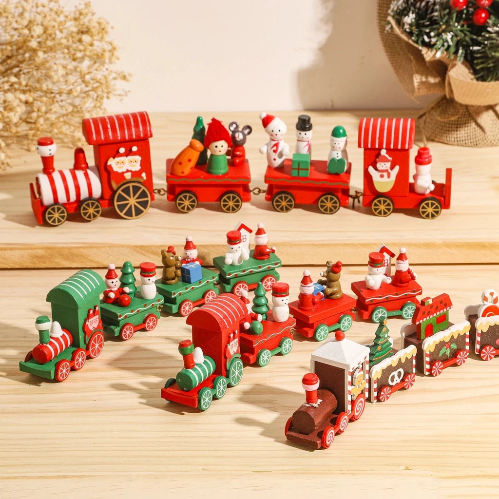 Christmas Train Decorations – Wooden Merry Christmas Ornament for Home & Holiday Décor 2024/2025