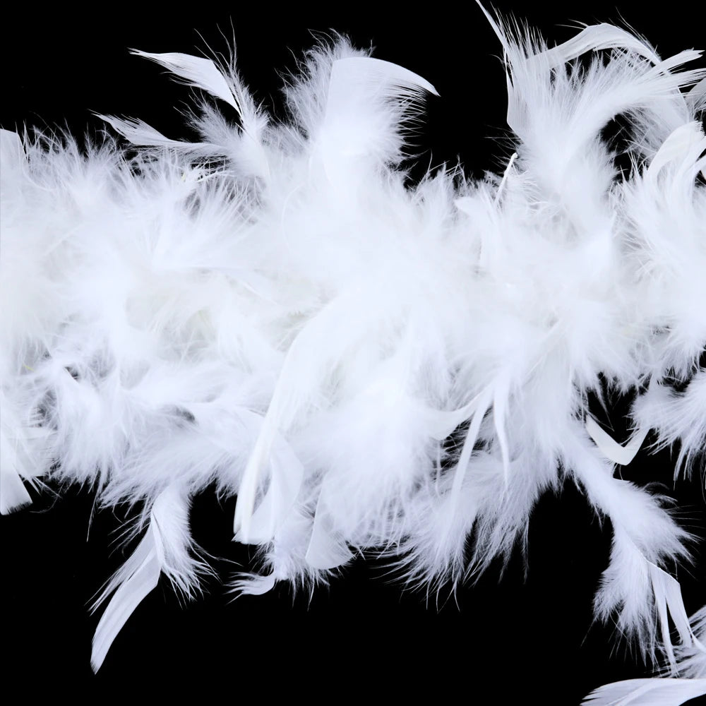 Luxury White Marabou Feather Boa – 2 Yards Soft Turkey Plumes for Crafts, Costumes & Décor