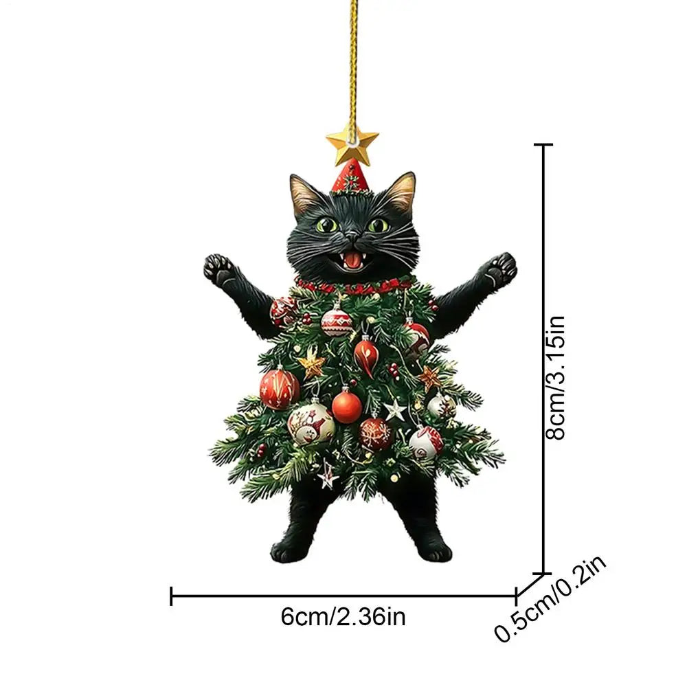 Cat Silhouette Christmas Ornaments – 2D Acrylic Tree Decorations for Holiday Décor & Gifts