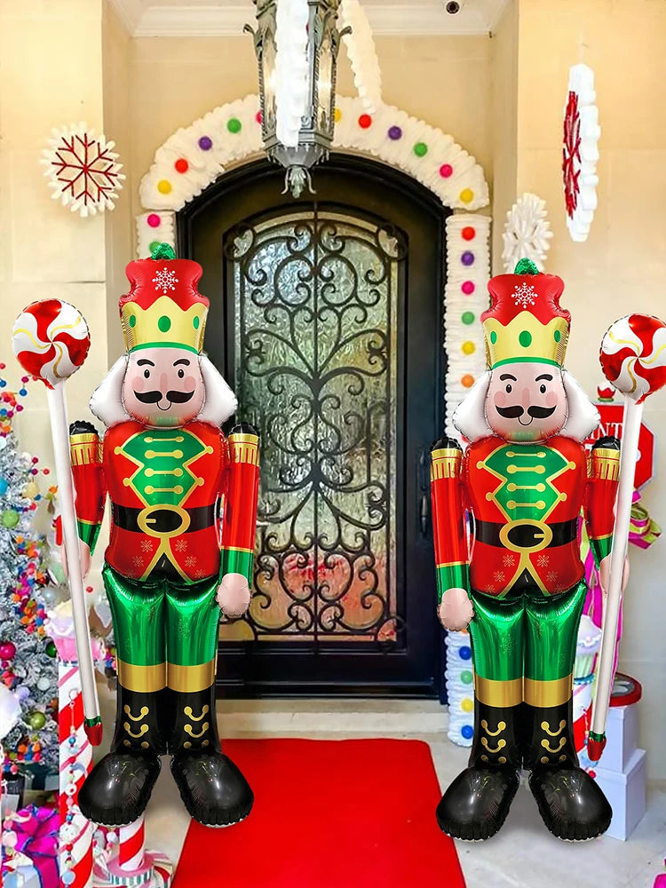 3PCS Large Standing Candy & Walnut Guard Balloons – Christmas Theme Party Decoration, Birthday & New Year’s Eve Event Décor