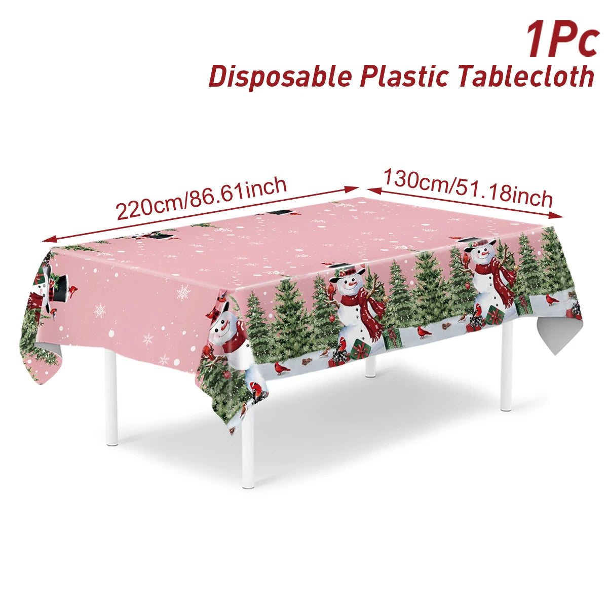 Christmas Snowflake Plastic Tablecloth – Merry Christmas 2025, Navidad & Natal Holiday Table Décor for Xmas & New Year 2026