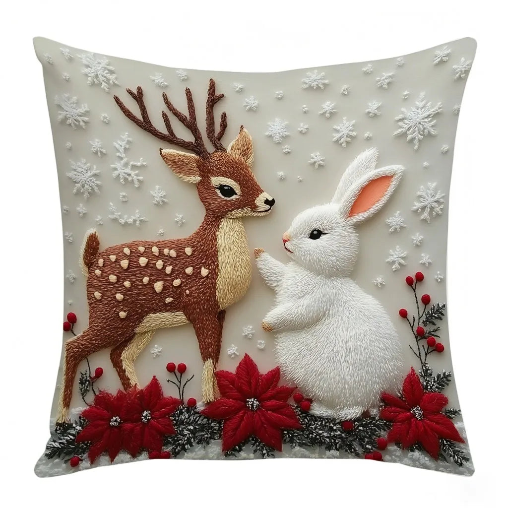 45x45cm Cartoon Christmas Pillow Cover – Elk, Santa Claus, Snowman & Xmas Tree Holiday Cushion Case, Merry Christmas 2025 & Happy New Year 2026 Décor