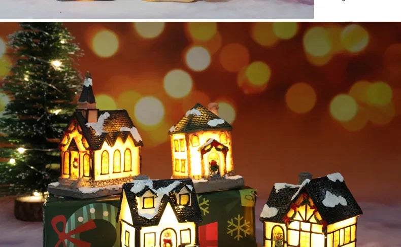 Mini LED Christmas House Ornament – Resin Holiday Village Décor for Kids & Family Christmas Décor