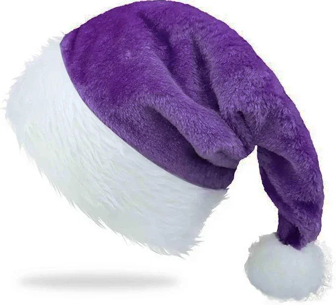 Christmas Santa Hats for Adults – Men & Women Holiday Hats in Red, Green, Blue, Pink, Purple, Black & White