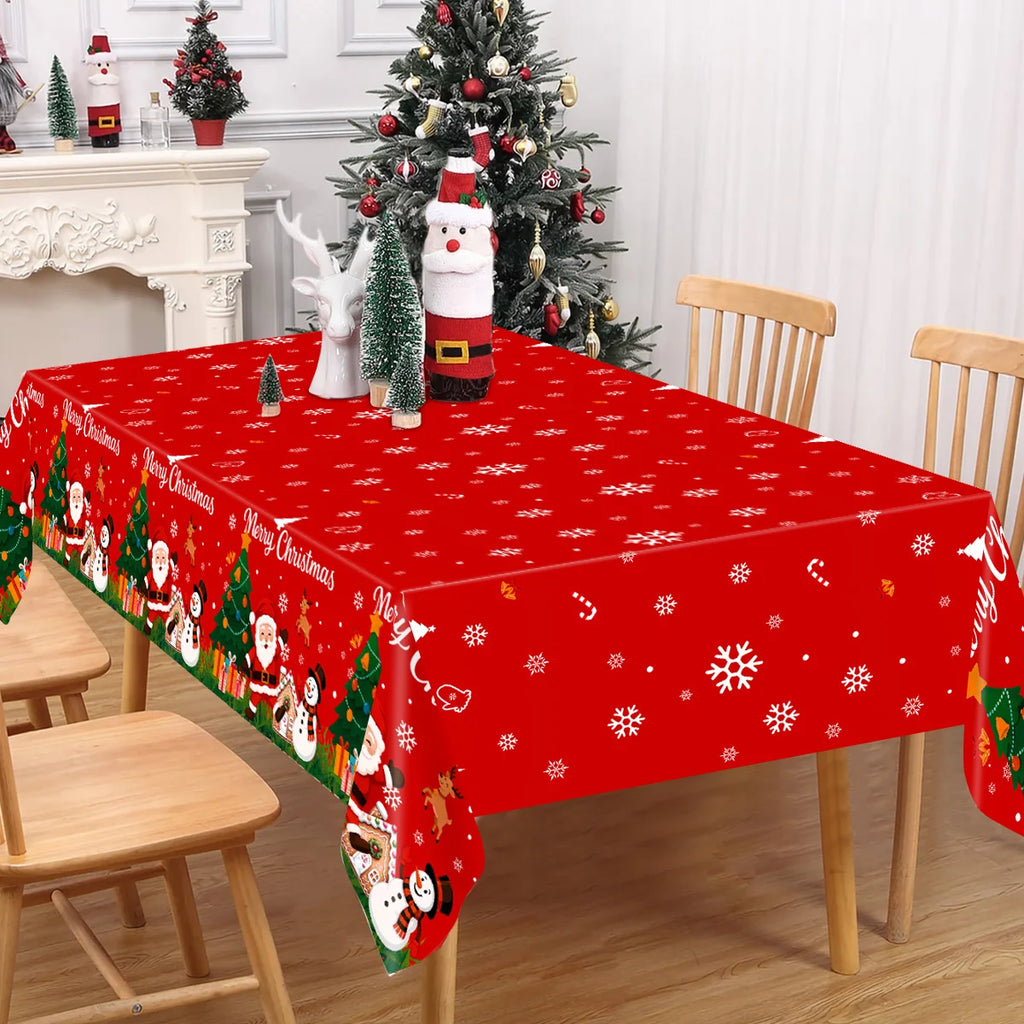 Christmas Snowflake Plastic Tablecloth – Merry Christmas 2025, Navidad & Natal Holiday Table Décor for Xmas & New Year 2026