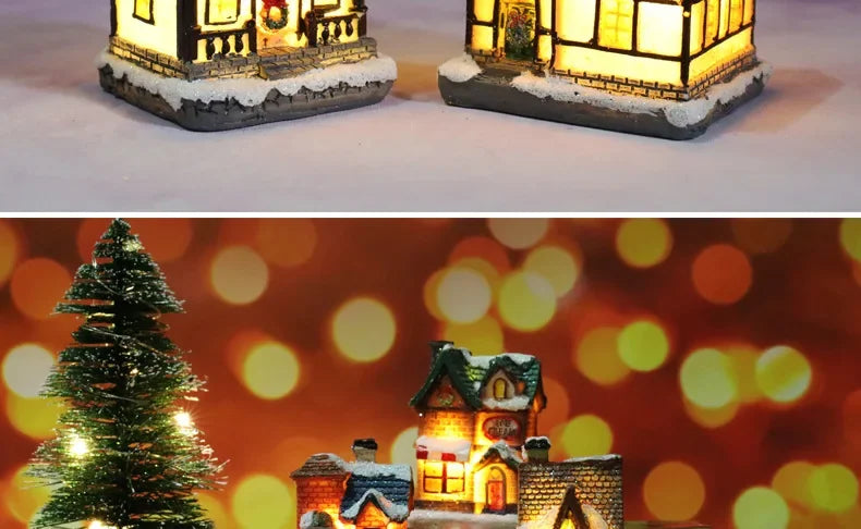 Mini LED Christmas House Ornament – Resin Holiday Village Décor for Kids & Family Christmas Décor