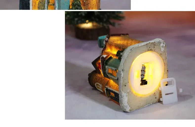 Mini LED Christmas House Ornament – Resin Holiday Village Décor for Kids & Family Christmas Décor