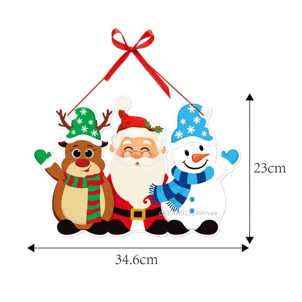 Christmas Door Hanger & Tree Ornaments – Santa, Snowman & Elk Pendants for Holiday Décor 2025