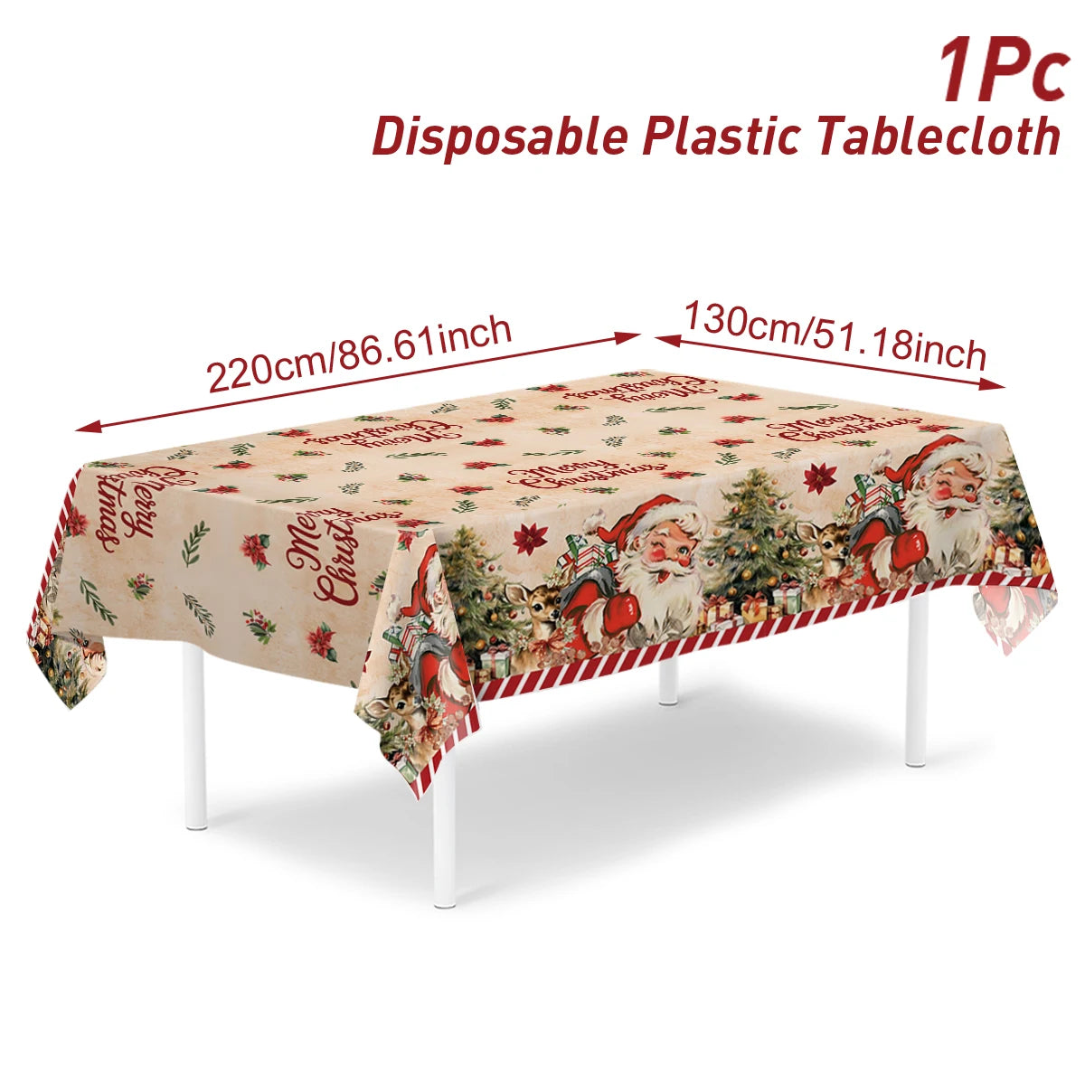 Christmas Snowflake Plastic Tablecloth – Merry Christmas 2025, Navidad & Natal Holiday Table Décor for Xmas & New Year 2026