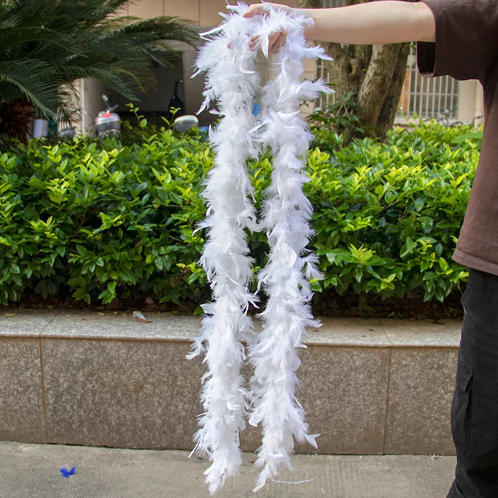 Luxury White Marabou Feather Boa – 2 Yards Soft Turkey Plumes for Crafts, Costumes & Décor