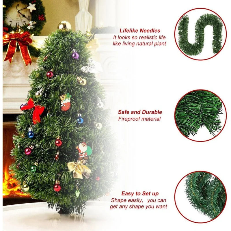 Artificial Pine Christmas Garland – Greenery Holiday Decoration for Indoor & Outdoor, Fireplaces & Parties