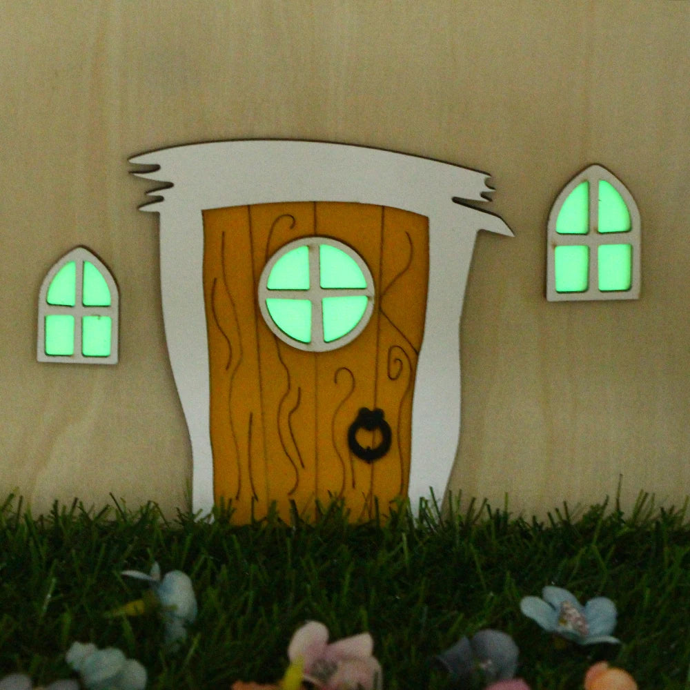 Mini Wooden Garden Fairy Gnome Luminous Night Elf Retro Door Chrismas Decor Miniature Figurines House Scene Model Decoration