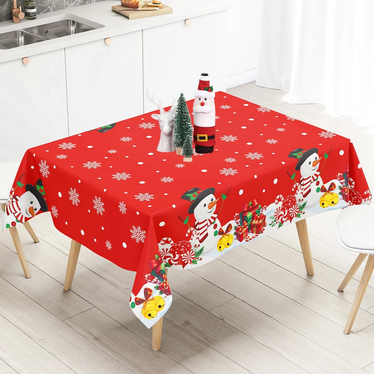 Christmas Snowflake Plastic Tablecloth – Merry Christmas 2025, Navidad & Natal Holiday Table Décor for Xmas & New Year 2026
