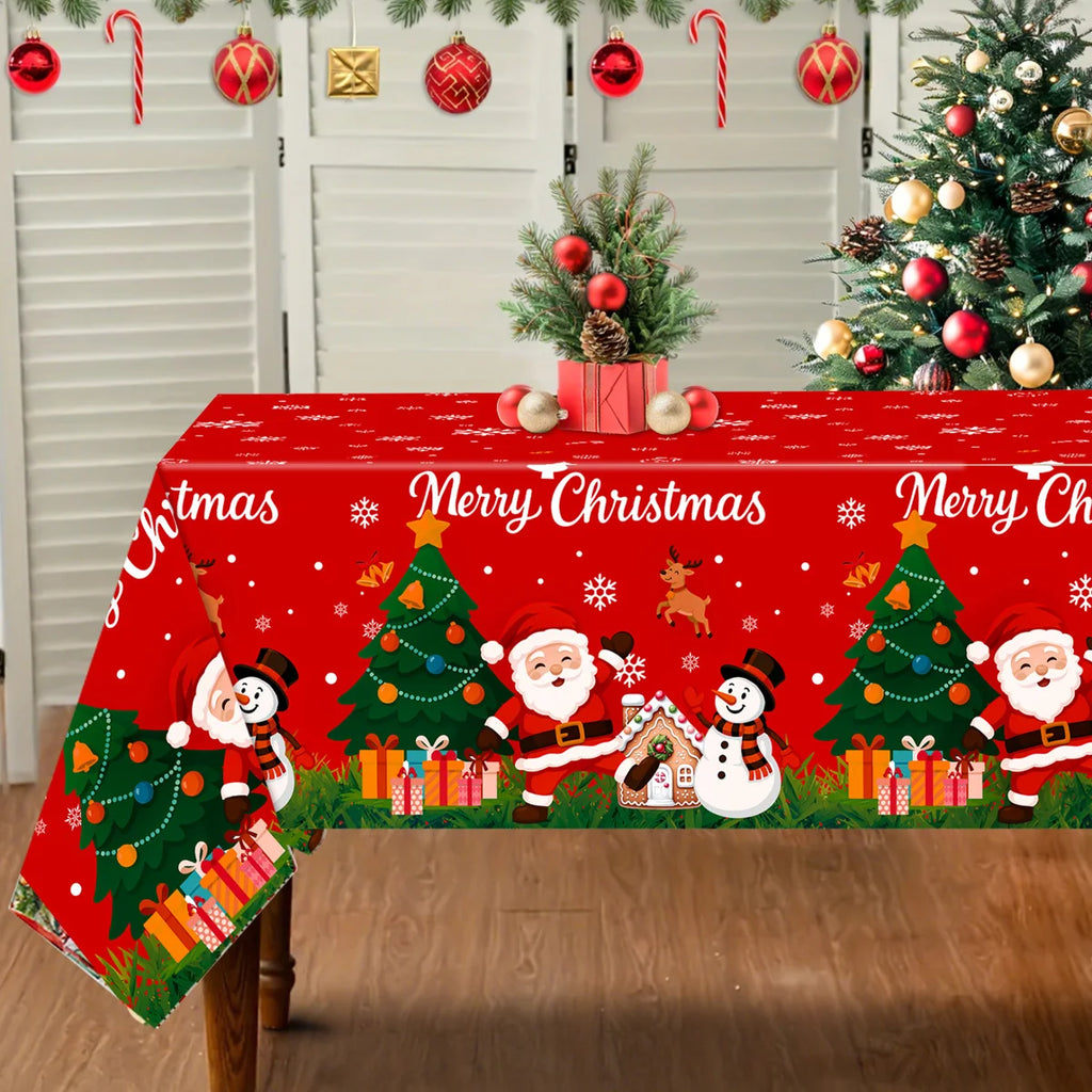 Christmas Snowflake Plastic Tablecloth – Merry Christmas 2025, Navidad & Natal Holiday Table Décor for Xmas & New Year 2026
