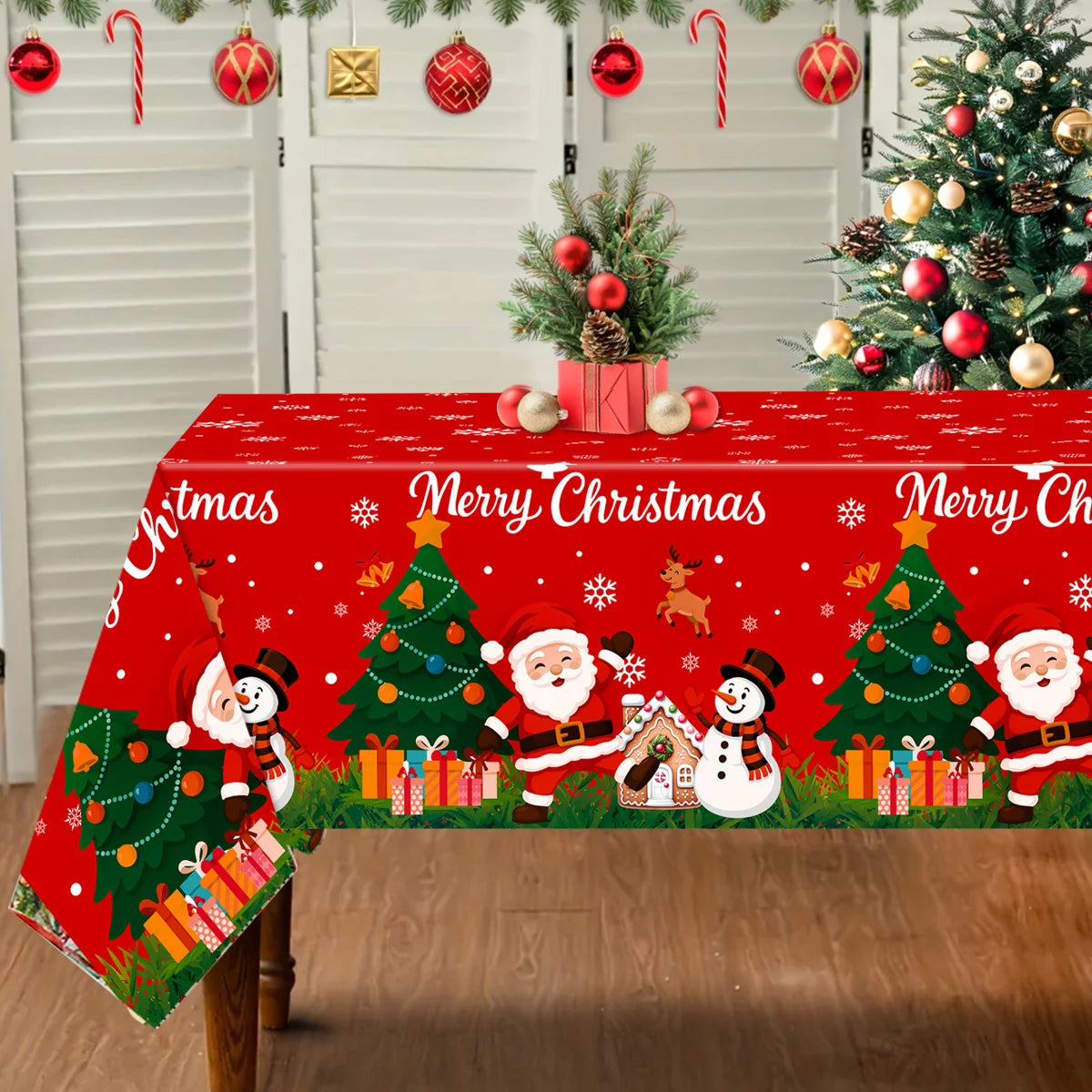 Christmas Snowflake Plastic Tablecloth – Merry Christmas 2025, Navidad & Natal Holiday Table Décor for Xmas & New Year 2026