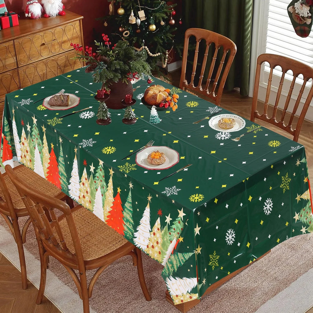Christmas Snowflake Plastic Tablecloth – Merry Christmas 2025, Navidad & Natal Holiday Table Décor for Xmas & New Year 2026