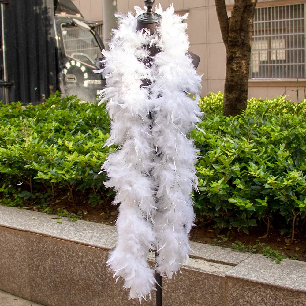 Luxury White Marabou Feather Boa – 2 Yards Soft Turkey Plumes for Crafts, Costumes & Décor