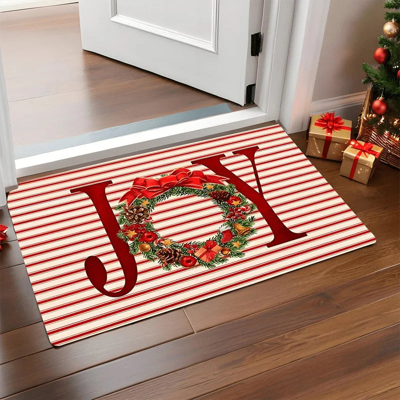Christmas Door Mat – Red Santa Claus & Gingerbread Man Carpet for Indoor & Outdoor, Merry Christmas 2025 & New Year 2026 Home Décor