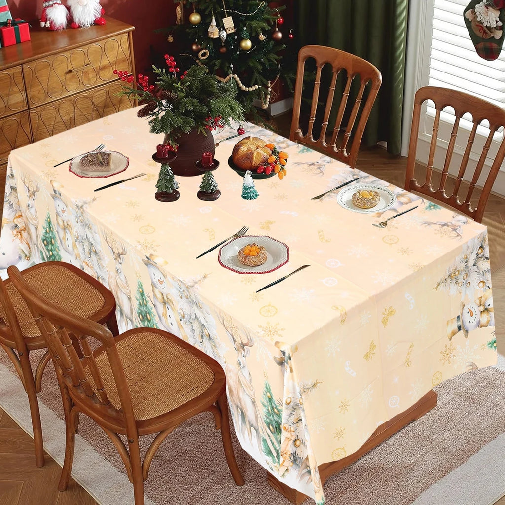 Christmas Snowflake Plastic Tablecloth – Merry Christmas 2025, Navidad & Natal Holiday Table Décor for Xmas & New Year 2026