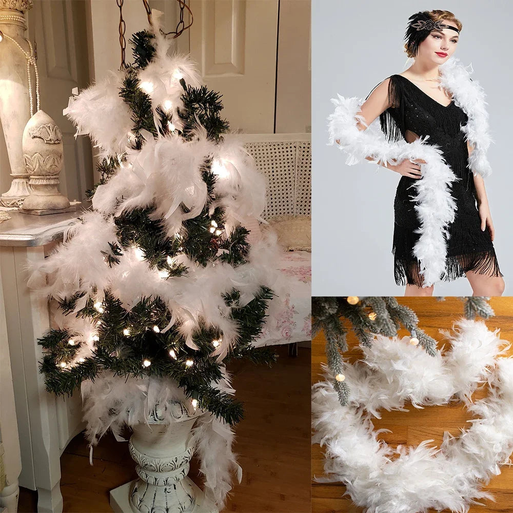 Luxury White Marabou Feather Boa – 2 Yards Soft Turkey Plumes for Crafts, Costumes & Décor