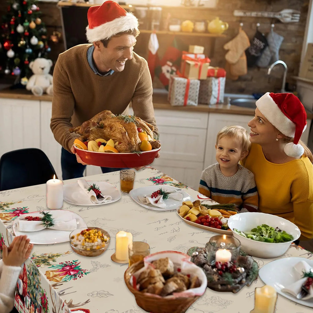 Christmas Snowflake Plastic Tablecloth – Merry Christmas 2025, Navidad & Natal Holiday Table Décor for Xmas & New Year 2026