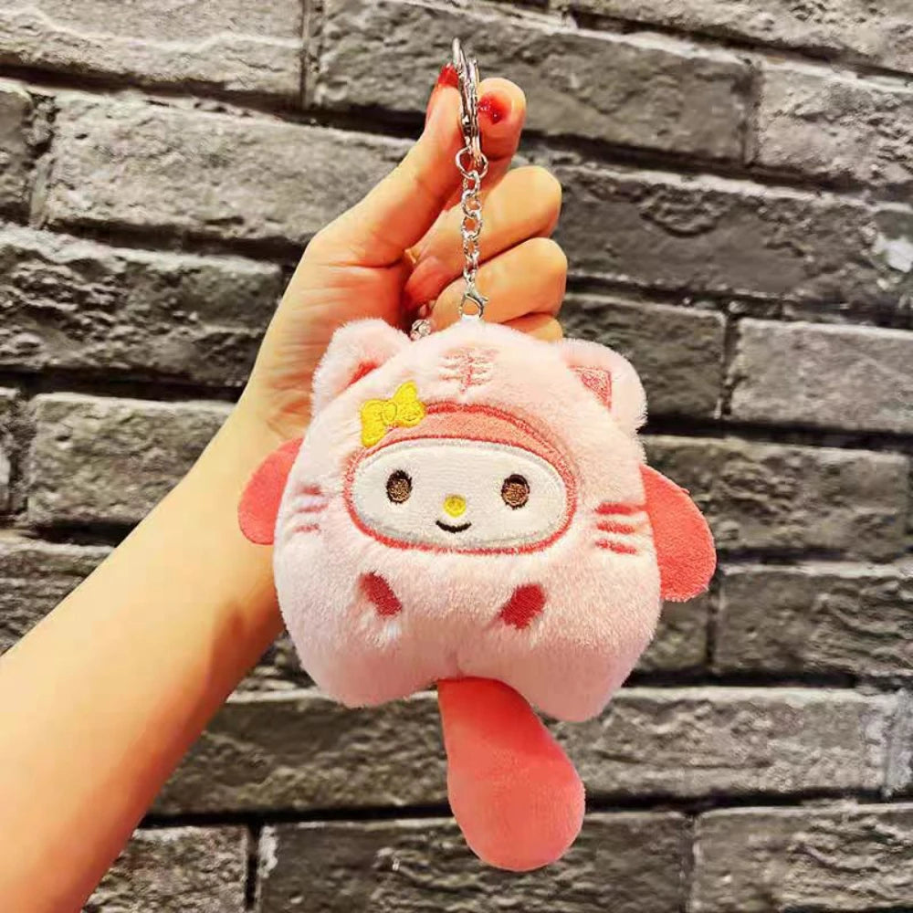 Hello Kitty Kuromi PomPomPurin Doll Backpack Charm – Anime Kawaii Keychain for Girls, Cinnamoroll & Melody Cute Gift