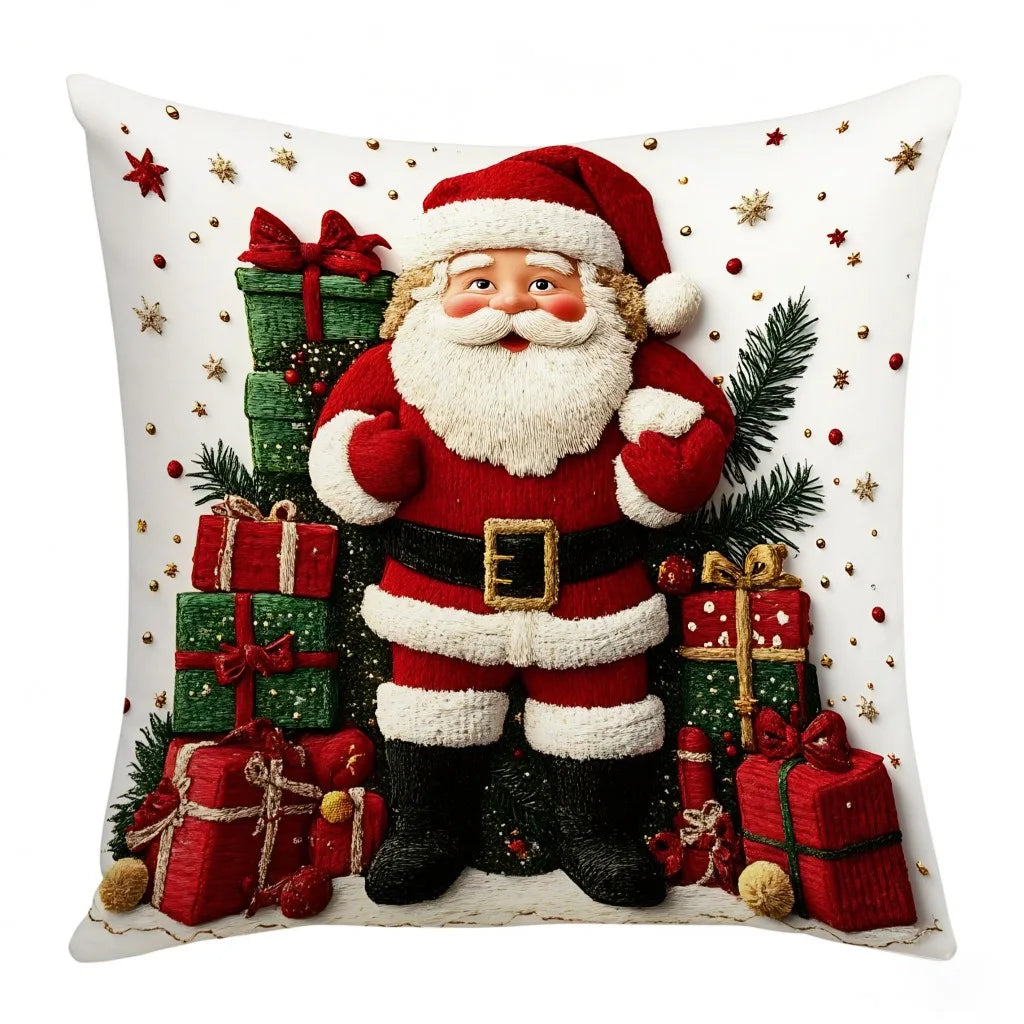 45x45cm Linen Plush Cartoon Snowman Pillowcase – Santa Claus Xmas Throw Pillow Cover, Merry Christmas 2025 & Happy New Year 2026 Décor