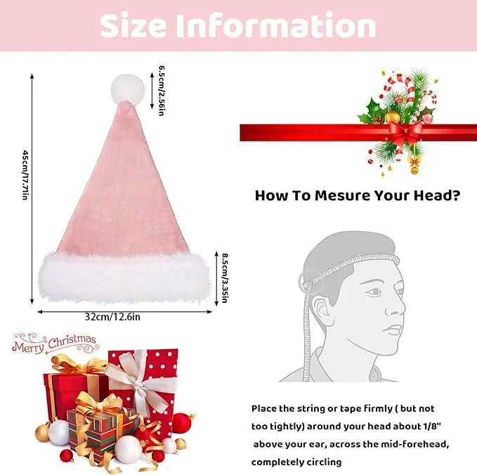 Christmas Santa Hats for Adults – Men & Women Holiday Hats in Red, Green, Blue, Pink, Purple, Black & White