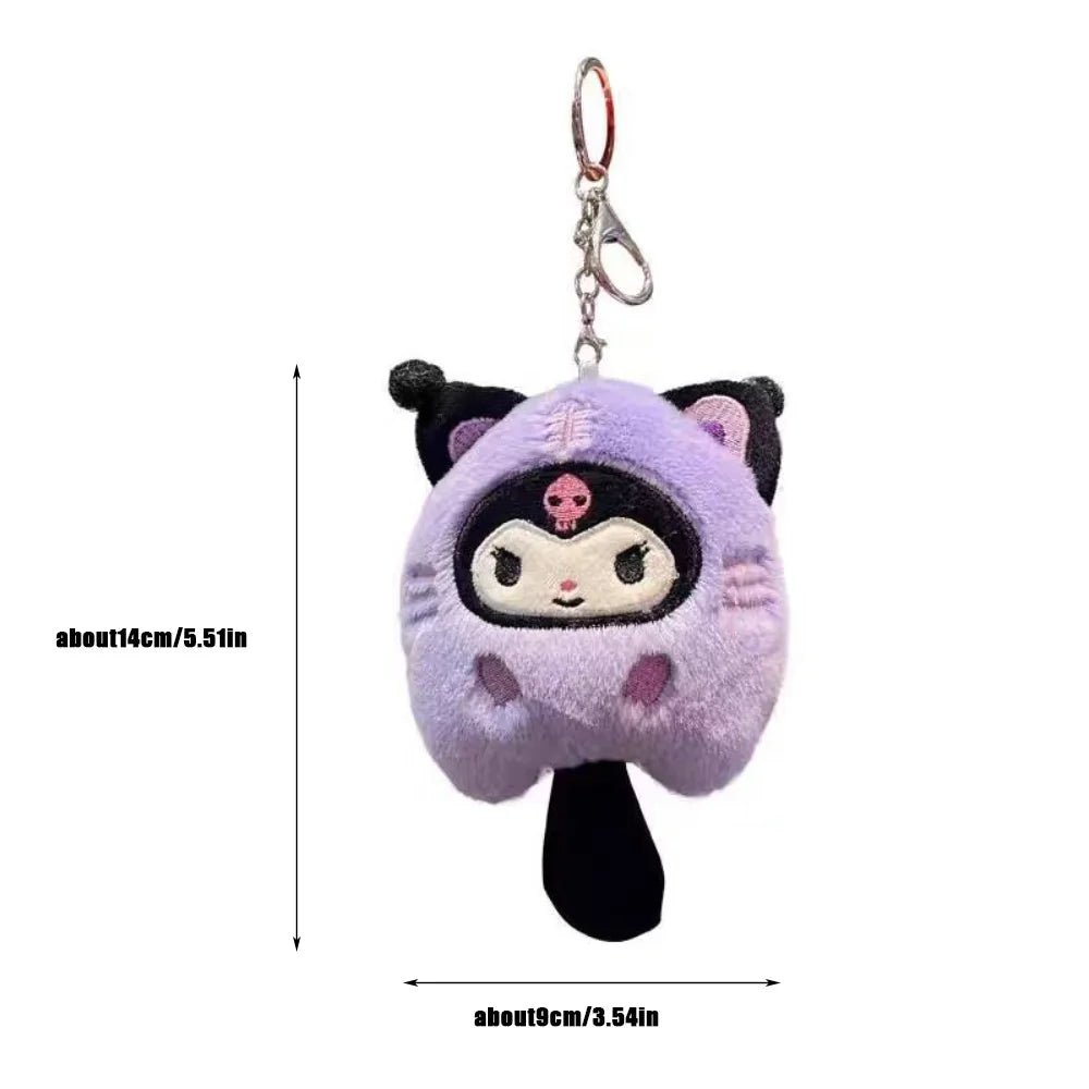 Hello Kitty Kuromi PomPomPurin Doll Backpack Charm – Anime Kawaii Keychain for Girls, Cinnamoroll & Melody Cute Gift
