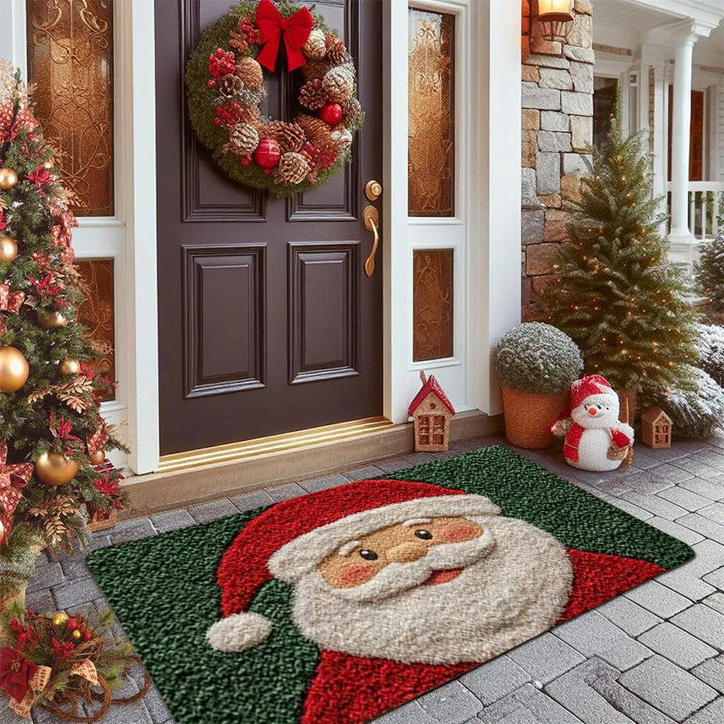 Christmas Door Mat – Red Santa Claus & Gingerbread Man Carpet for Indoor & Outdoor, Merry Christmas 2025 & New Year 2026 Home Décor