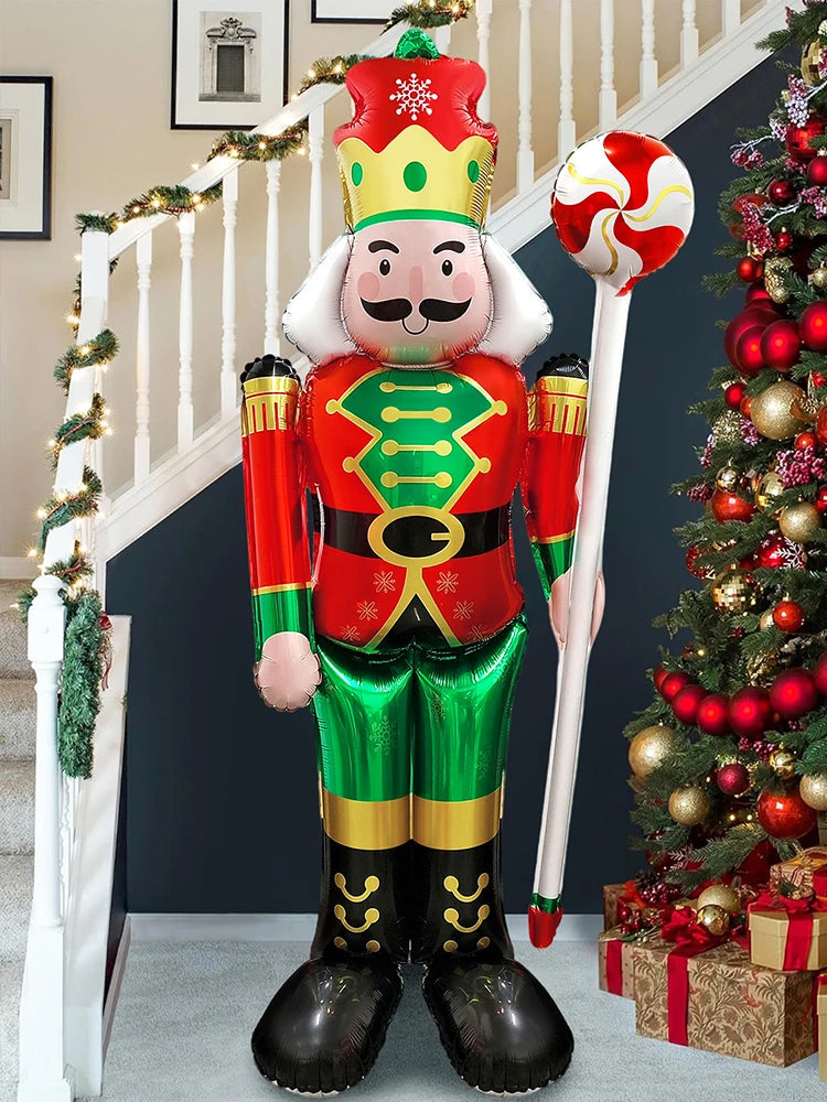 3PCS Large Standing Candy & Walnut Guard Balloons – Christmas Theme Party Decoration, Birthday & New Year’s Eve Event Décor