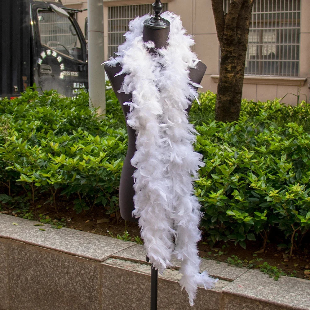 Luxury White Marabou Feather Boa – 2 Yards Soft Turkey Plumes for Crafts, Costumes & Décor