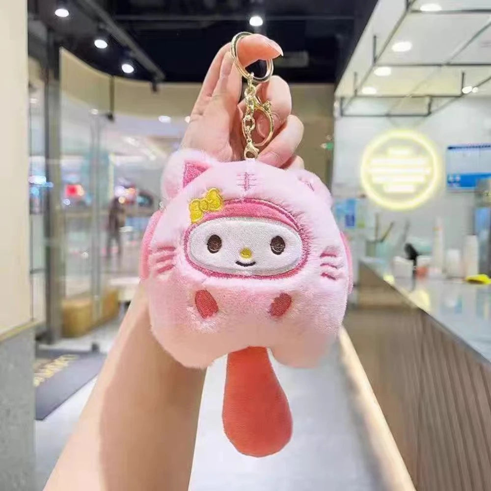 Hello Kitty Kuromi PomPomPurin Doll Backpack Charm – Anime Kawaii Keychain for Girls, Cinnamoroll & Melody Cute Gift