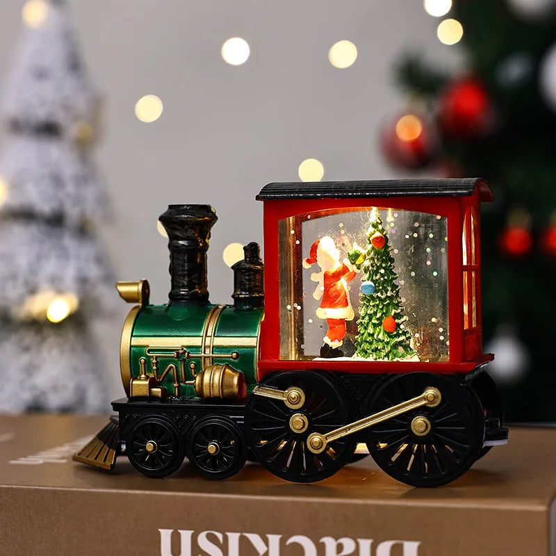 Christmas Train Ornament – Crystal Ball Lighting Train Box, Christmas Eve Home Table Decoration & 2024 New Year Gift for Kids