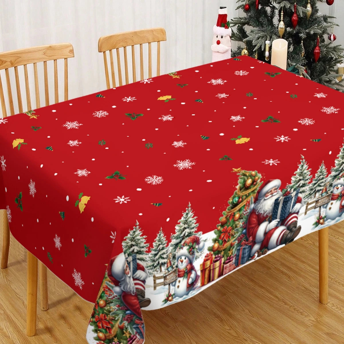 Christmas Snowflake Plastic Tablecloth – Merry Christmas 2025, Navidad & Natal Holiday Table Décor for Xmas & New Year 2026
