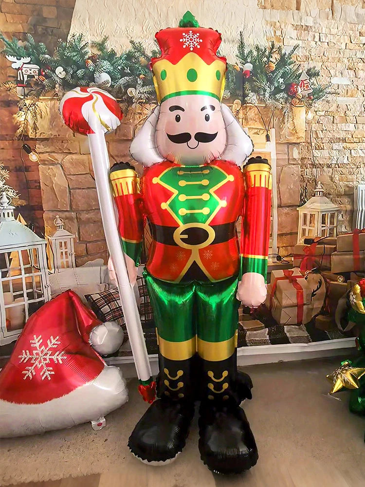 3PCS Large Standing Candy & Walnut Guard Balloons – Christmas Theme Party Decoration, Birthday & New Year’s Eve Event Décor