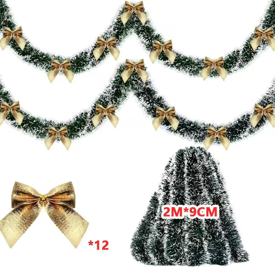 10M Green Christmas Garland with Red Ornaments – Holiday Décor for Tree, Home & Parties