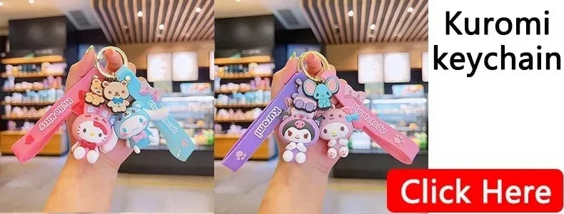 Kawaii Sanrio Plush Keychain – Kuromi, Hello Kitty, Cinnamoroll Doll Keyring, Bag Pendant Toy Gift for Girls