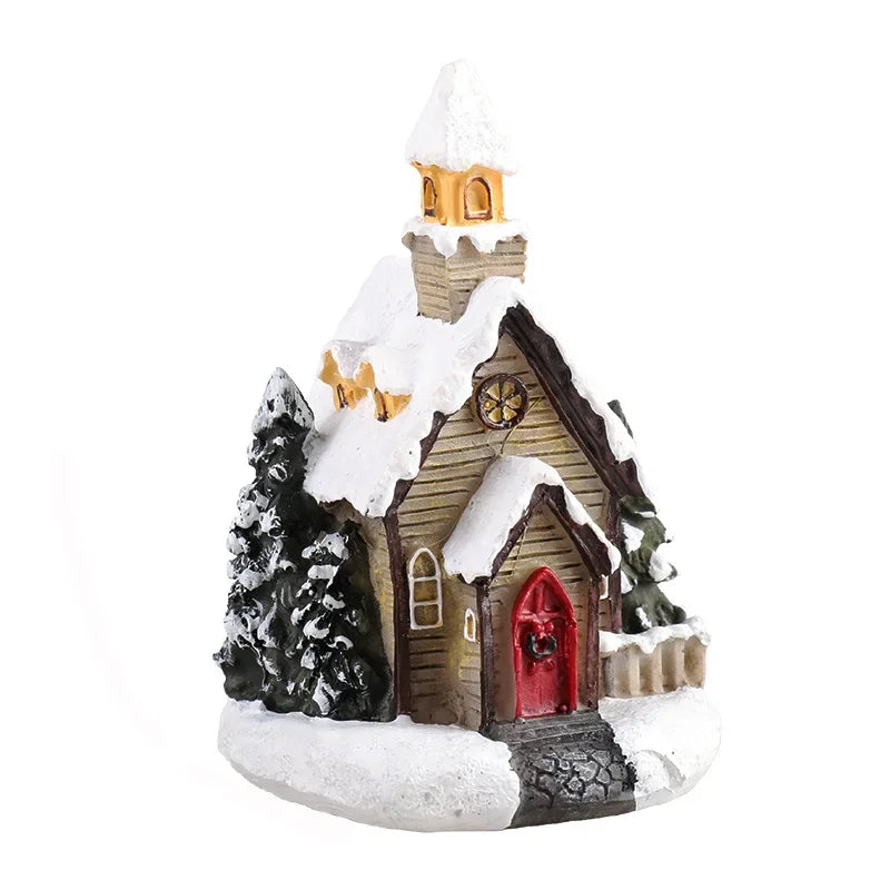 Mini LED Christmas House Ornament – Resin Holiday Village Décor for Kids & Family Christmas Décor